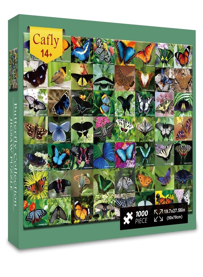 Cafly Butterfly Puzzles Jigsaw for Adults 1000 Pieces - Challenging Fun Puzzles Stunning Art Wall Decor, Pretty Puzzle for Women, Gift Butterfly Collection C0835 - Image 1